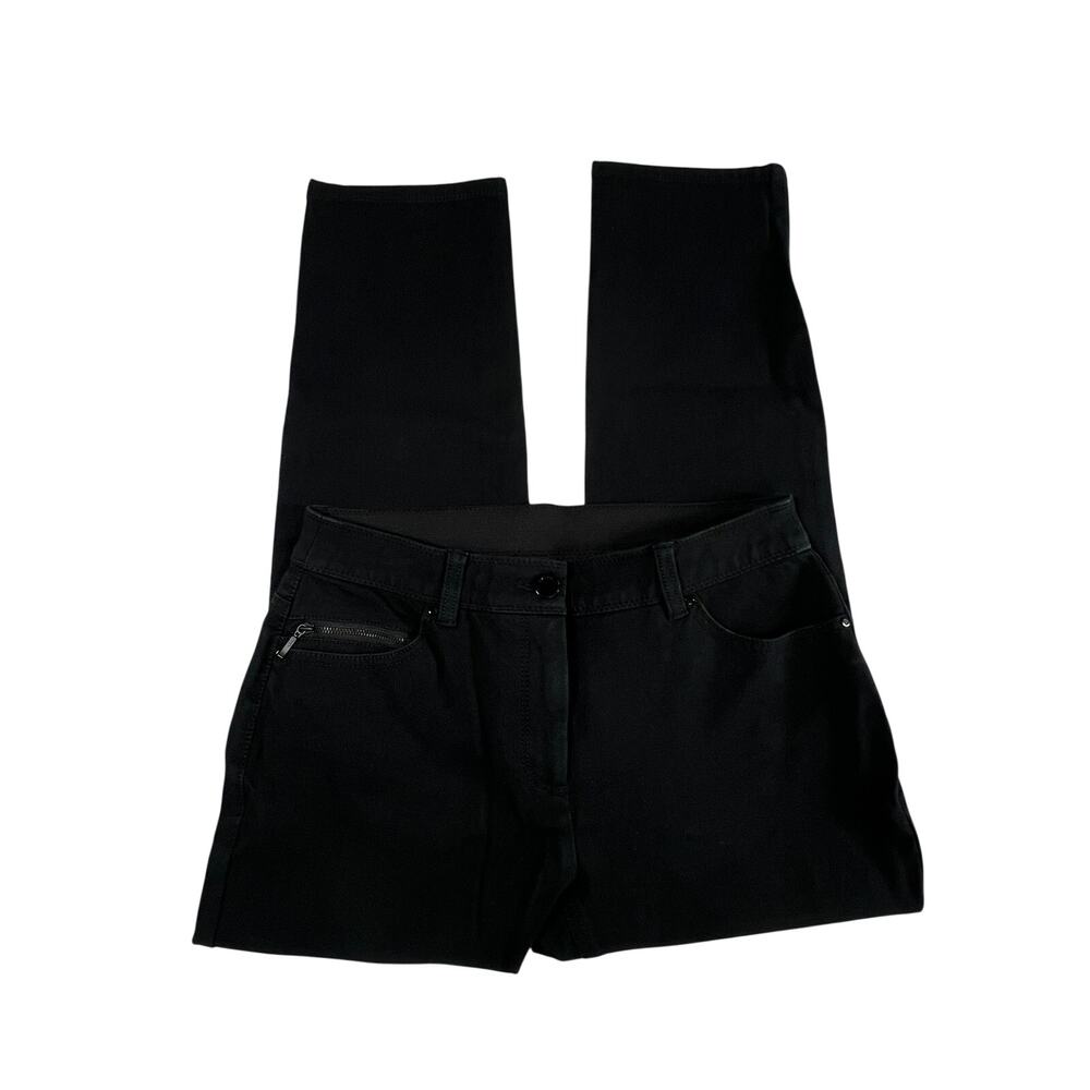 CHICOS So Slimming Ankle Pants Jeans Womens 00 Black Stretch Skinny Denim
